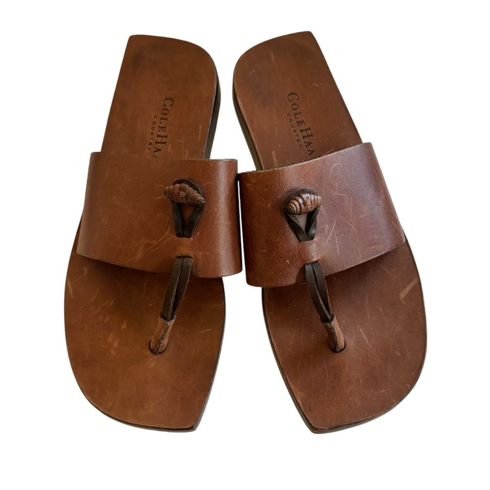 Vintage Cole Haan Country Women’s Brown Leather Toe Thong Boho Sandals 6.5B